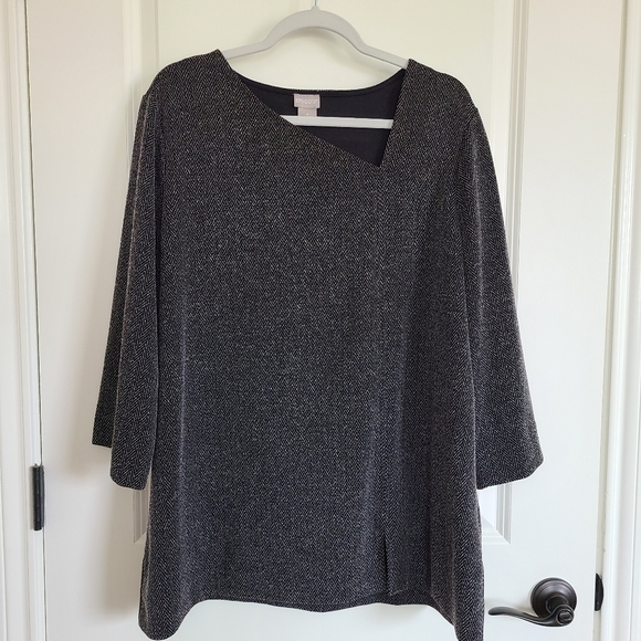 Chico's Black Tunic Blouse 3/4 Sleeve Chico's Size 4 - Women Size XXL - Picture 1 of 9